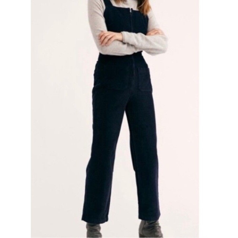 Free People Dark Blue Women's Corduroy Adjustable Overalls‎ Size 12
